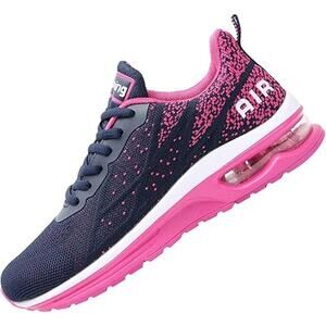 Mehoto Womens Size 9 Navy Pink Lace Up Air Cushioned Athletic Running Shoes